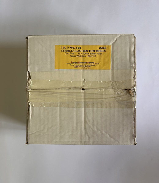 STERILE GLASS BOTTOM DISHES/IND BLISTER PK, 22mm